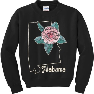 Alabama Camellia Flower Wildflower State Kids Sweatshirt