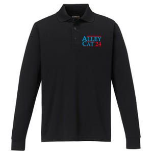 Alley Cat For President Trump 2024 Performance Long Sleeve Polo