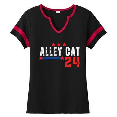 Alley Cat For President Trump 2024 Ladies Halftime Notch Neck Tee