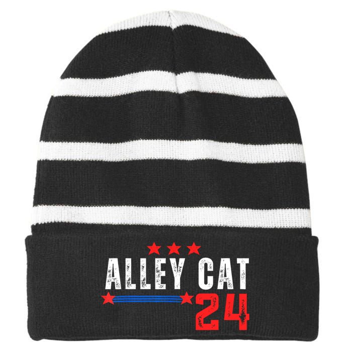 Alley Cat For President Trump 2024 Striped Beanie with Solid Band