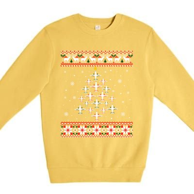 Airplane Christmas Funny Ugly Xmas Sweater Gift Premium Crewneck Sweatshirt