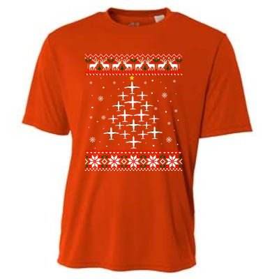 Airplane Christmas Funny Ugly Xmas Sweater Gift Cooling Performance Crew T-Shirt