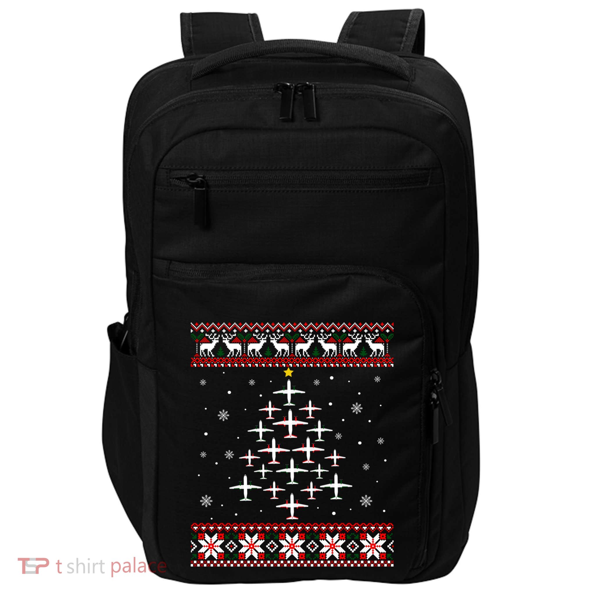 Airplane Christmas Funny Ugly Xmas Sweater Gift Impact Tech Backpack