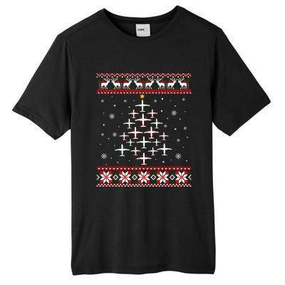 Airplane Christmas Funny Ugly Xmas Sweater Gift Tall Fusion ChromaSoft Performance T-Shirt