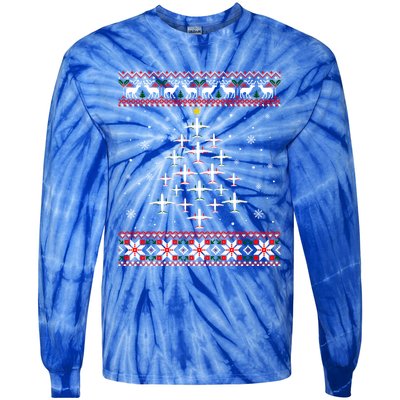 Airplane Christmas Funny Ugly Xmas Sweater Gift Tie-Dye Long Sleeve Shirt