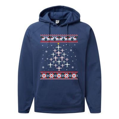 Airplane Christmas Funny Ugly Xmas Sweater Gift Performance Fleece Hoodie