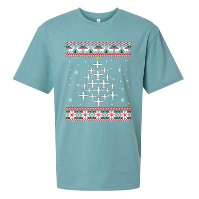 Airplane Christmas Funny Ugly Xmas Sweater Gift Sueded Cloud Jersey T-Shirt