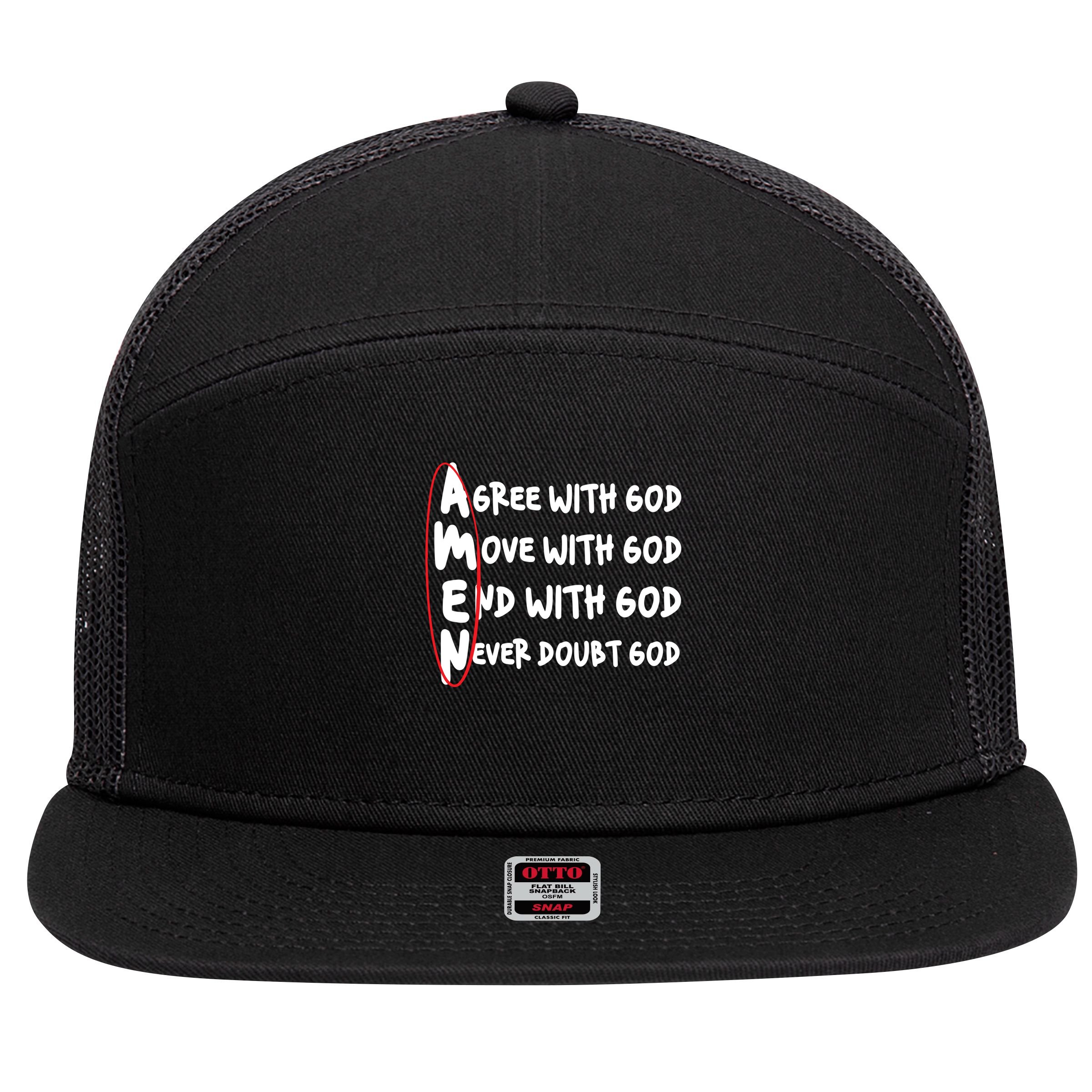 AMEN Christian Faith God 7 Panel Mesh Trucker Snapback Hat