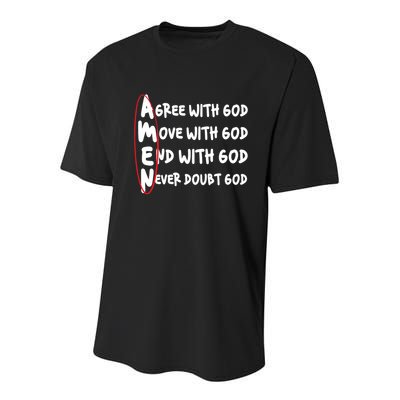 AMEN Christian Faith God Youth Performance Sprint T-Shirt