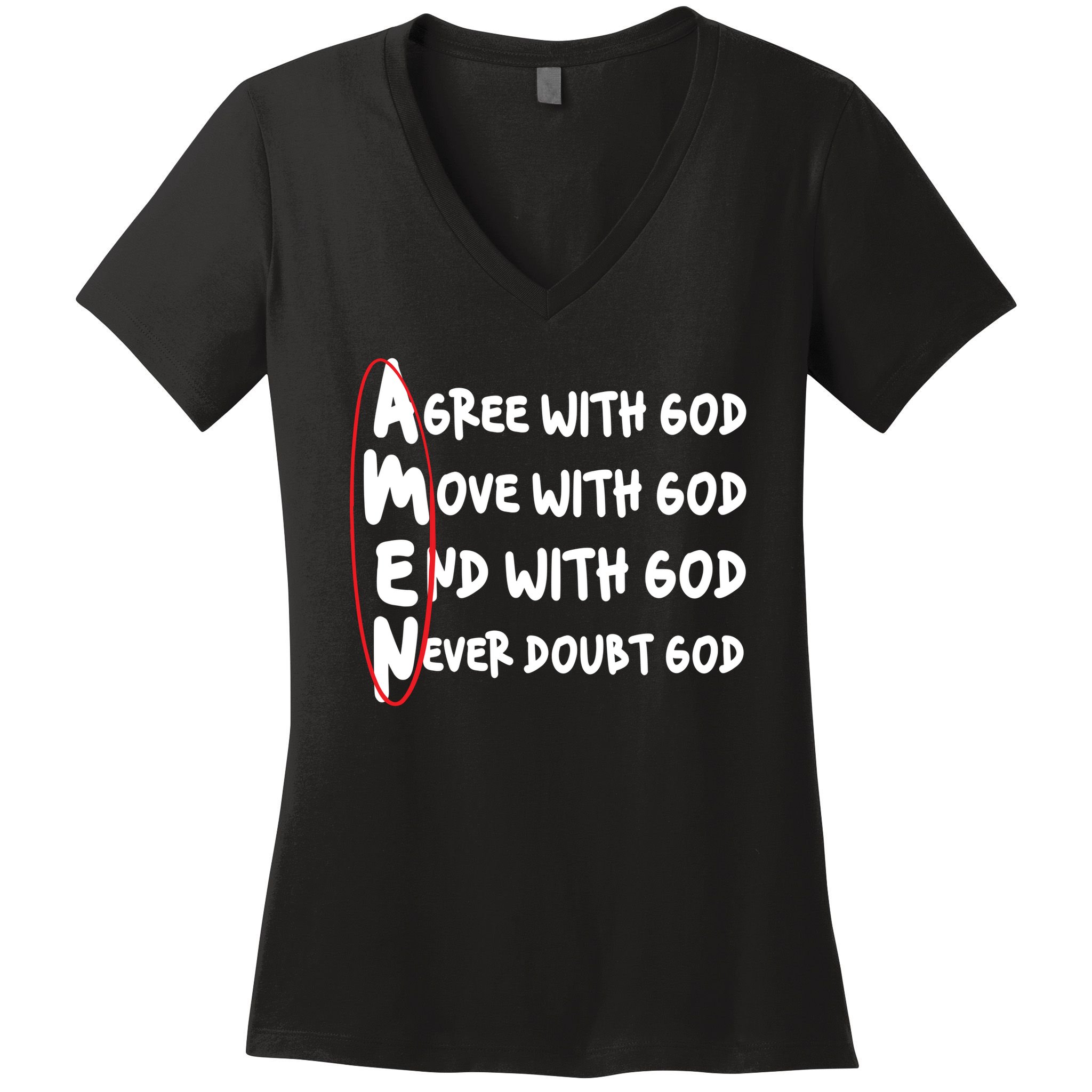 AMEN Christian Faith God Women's V-Neck T-Shirt