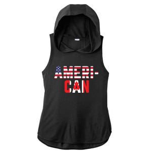 American Canadian Flag America Canada Patriotic Ladies PosiCharge Tri-Blend Wicking Draft Hoodie Tank