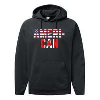 American Canadian Flag America Canada Patriotic Performance Fleece Hoodie