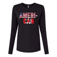 American Canadian Flag America Canada Patriotic Womens Cotton Relaxed Long Sleeve T-Shirt