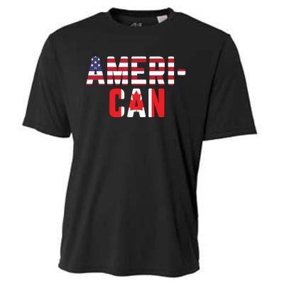 American Canadian Flag America Canada Patriotic Cooling Performance Crew T-Shirt