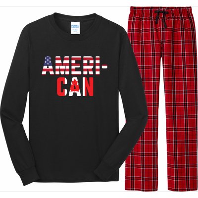 American Canadian Flag America Canada Patriotic Long Sleeve Pajama Set