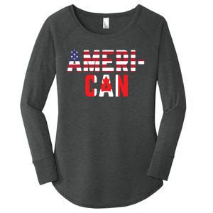 American Canadian Flag America Canada Patriotic Women's Perfect Tri Tunic Long Sleeve Shirt