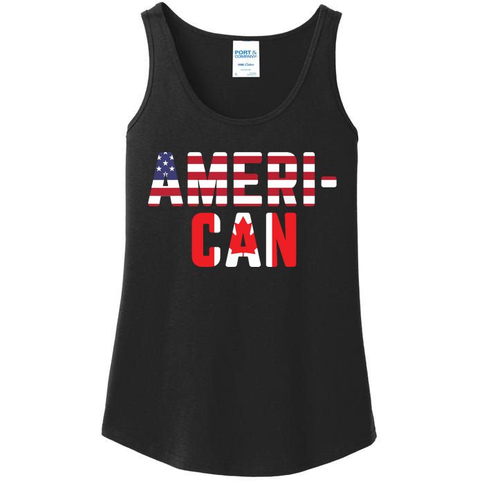 American Canadian Flag America Canada Patriotic Ladies Essential Tank