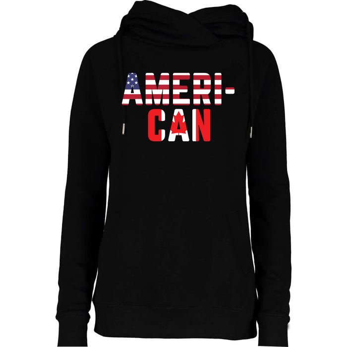 American Canadian Flag America Canada Patriotic Womens Funnel Neck Pullover Hood