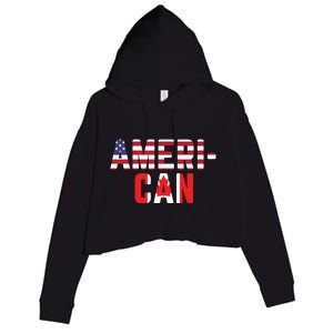 American Canadian Flag America Canada Patriotic Crop Fleece Hoodie