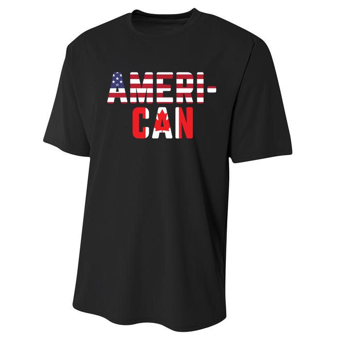 American Canadian Flag America Canada Patriotic Performance Sprint T-Shirt