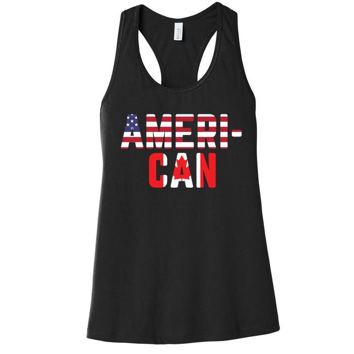 American Canadian Flag America Canada Patriotic Women's Racerback Tank