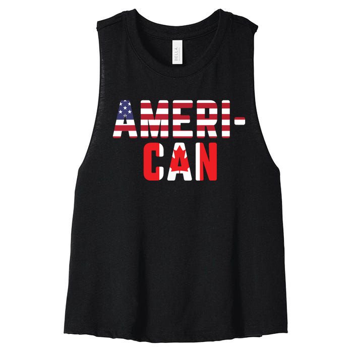 American Canadian Flag America Canada Patriotic Women's Racerback Cropped Tank