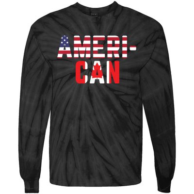 American Canadian Flag America Canada Patriotic Tie-Dye Long Sleeve Shirt