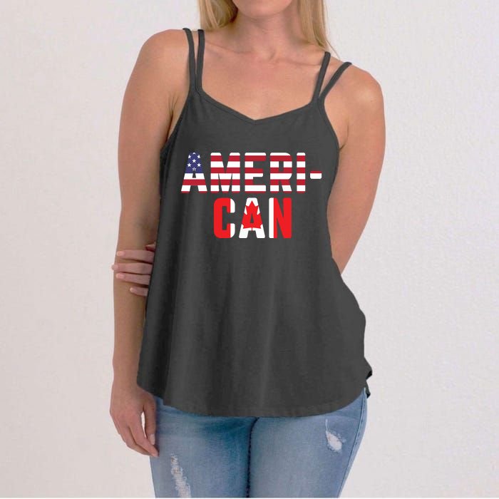 American Canadian Flag America Canada Patriotic Women's Strappy Tank