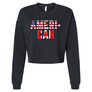 American Canadian Flag America Canada Patriotic Cropped Pullover Crew