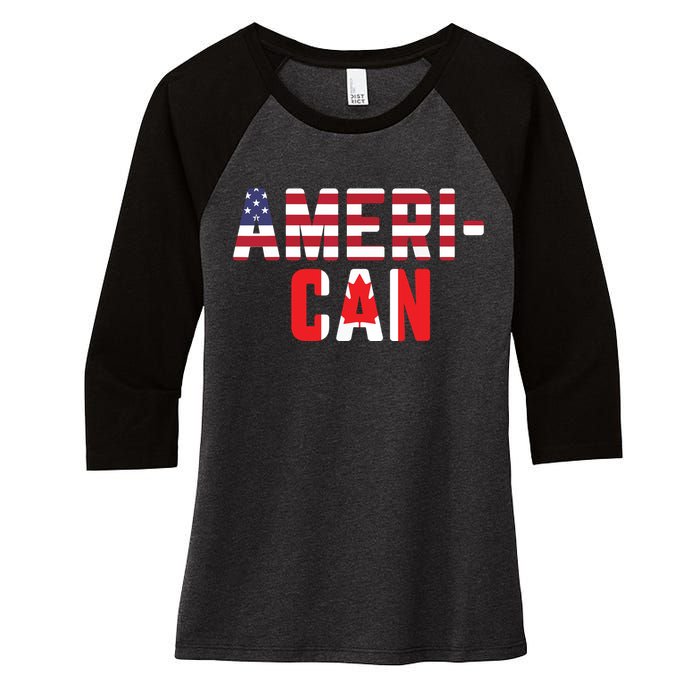 American Canadian Flag America Canada Patriotic Women's Tri-Blend 3/4-Sleeve Raglan Shirt