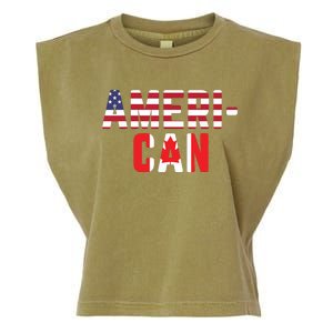 American Canadian Flag America Canada Patriotic Garment-Dyed Women's Muscle Tee