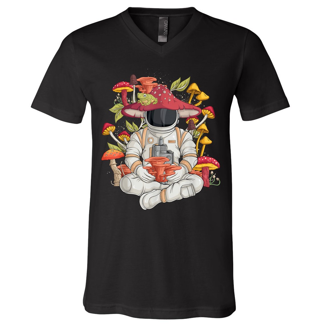 Astronaut Cottagecore Frog Aesthetic Men Women Graphic V-Neck T-Shirt