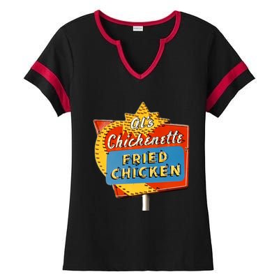 AlS Chickenette Fried Chicken Ladies Halftime Notch Neck Tee