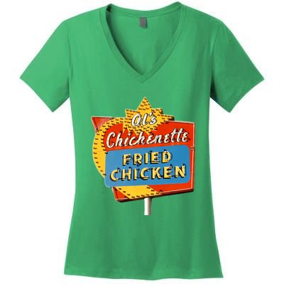 AlS Chickenette Fried Chicken Women's V-Neck T-Shirt