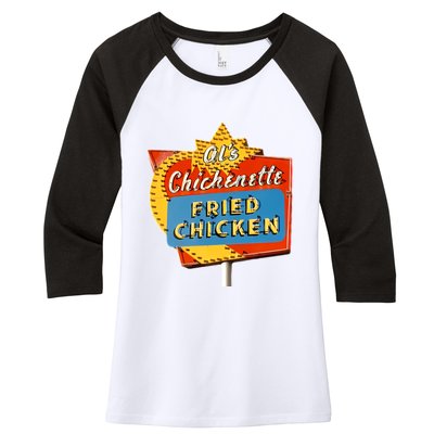 AlS Chickenette Fried Chicken Women's Tri-Blend 3/4-Sleeve Raglan Shirt