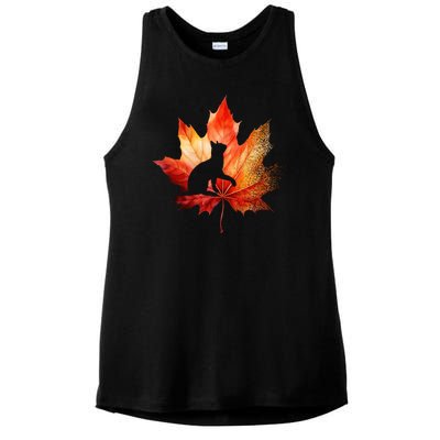 Autumn Cat Fall Lover Ladies PosiCharge Tri-Blend Wicking Tank