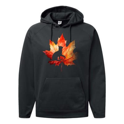 Autumn Cat Fall Lover Performance Fleece Hoodie