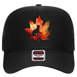 Autumn Cat Fall Lover High Crown Mesh Back Trucker Hat