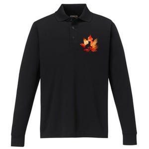 Autumn Cat Fall Lover Performance Long Sleeve Polo