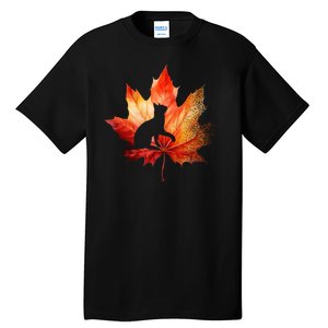 Autumn Cat Fall Lover Tall T-Shirt