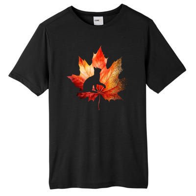 Autumn Cat Fall Lover Tall Fusion ChromaSoft Performance T-Shirt