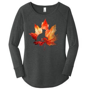 Autumn Cat Fall Lover Women's Perfect Tri Tunic Long Sleeve Shirt