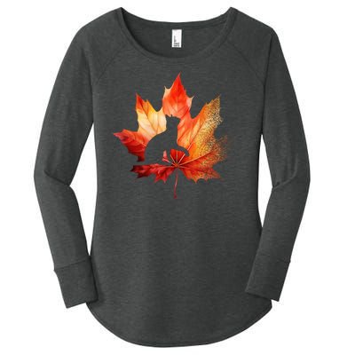 Autumn Cat Fall Lover Women's Perfect Tri Tunic Long Sleeve Shirt