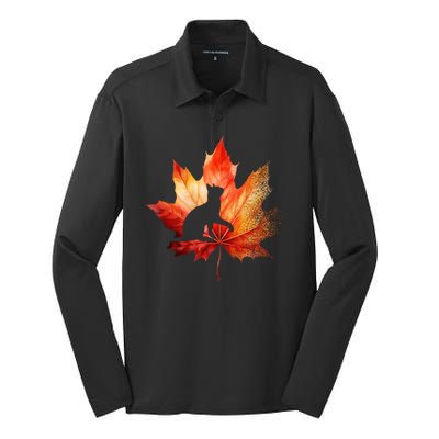 Autumn Cat Fall Lover Silk Touch Performance Long Sleeve Polo