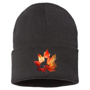 Autumn Cat Fall Lover Sustainable Knit Beanie