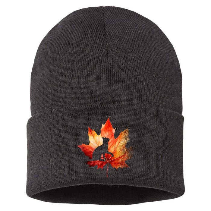 Autumn Cat Fall Lover Sustainable Knit Beanie