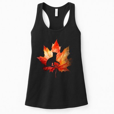 Autumn Cat Fall Lover Womens Tank Top