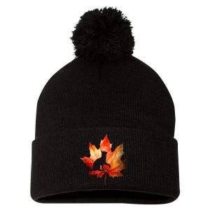 Autumn Cat Fall Lover Pom Pom 12in Knit Beanie