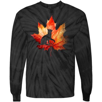 Autumn Cat Fall Lover Tie-Dye Long Sleeve Shirt