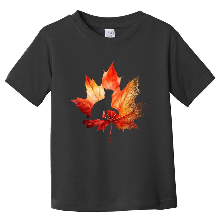Autumn Cat Fall Lover Toddler T-Shirt
